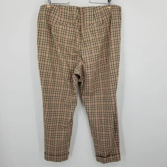 Gently worn- J. Jill Camel Plaid Women's Multicolor Pants Size 20W - Picture 2 of 10